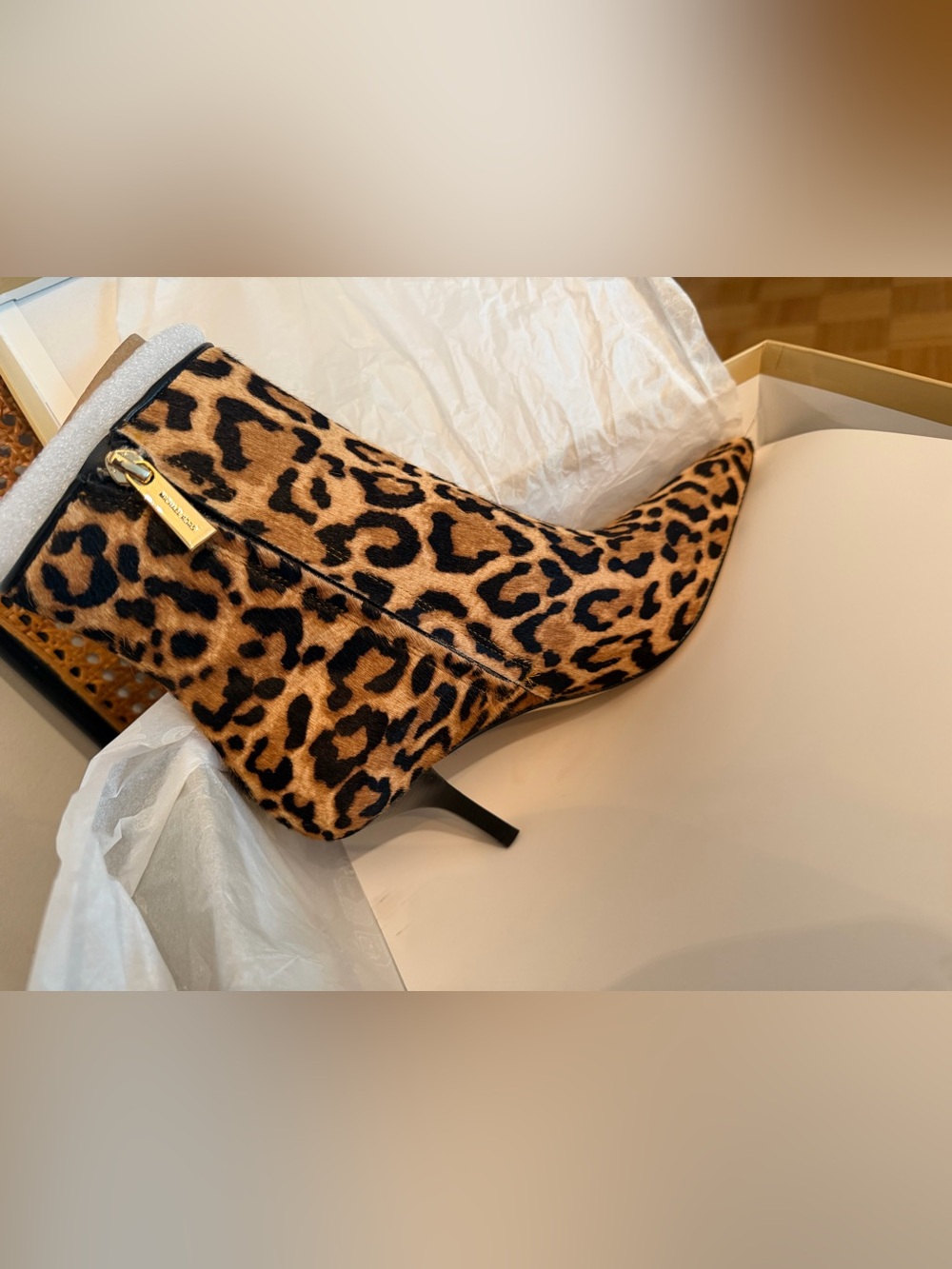 Michael Kors - Leopard Print Pointed-Toe Stiletto Boot - Brown size 8